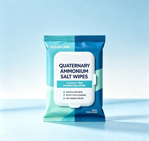 Lingettes désinfectantes écologiques en gros à base de sel d'ammonium quaternaire, sans alcool, douces, non pelucheuses, emballées individuellement, jetables dans les toilettes - Product Image 1