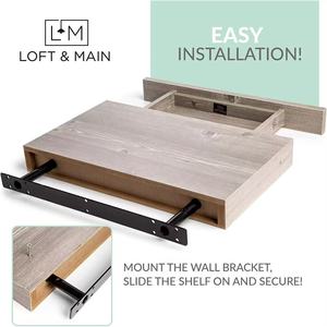 Wooden Floating Bedside Table <b>Wall</b> <b>Shelf</b> Solid Wood With Storage Rectangle <b>Wall</b> <b>Mounted</b> Type Durable Bedroom Use - Product Image 4