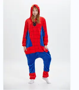 Wanita Jumpsuit Klasik Dewasa Amerika Kartun Polyester Flanel Unisex Anak Halloween Cosplay Pahlawan Spiderman Kostum Cosplay