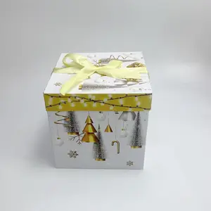 새로운 디자인 크리스마스 치료 선물 포장 상자 휴일 크리스마스 선물 멀티 피스 청동 종이 사탕 선물 종이 상자