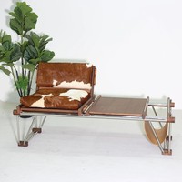 Chaise décontractée de style Bauhaus vintage haut de gamme, modèle du milieu du siècle, banc en cuir de vachette pour la maison, le bureau, la salle à manger, le salon, l'hôtel