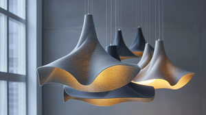 Luminaire suspendu insonorisant et ignifuge <span class=keywords><strong>Deco</strong></span> Sound, NRC 0.75, en fibre de polyester écologique, pour salon et chambre à coucher - Product Image 2