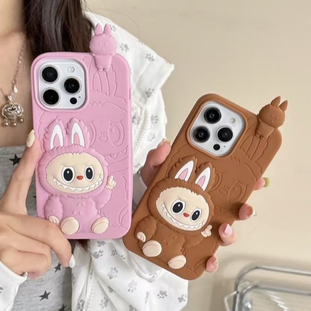 Cartoon Papa Rabbit Design 3D Silicone Cute Shockproof Anti-Fingerprint Mobile Phone Case for Girls for 17 Pro Max 16 15 14