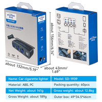 120W 12V LED double USB chargeur de voiture adaptateur 3 prises allume-cigare séparateur avec interrupteurs marche/arrêt tension 12-24V
