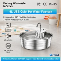 Fontaine à eau pour animaux de compagnie de grande capacité 4L, en acier inoxydable 304, à circulation automatique, pour chat et chien, OEM/ODM