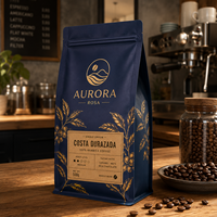 Sacs d'emballage pour café personnalisés de 250 g, 500 g, 1 kg, sachets à fond plat avec valve et fermeture éclair