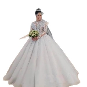 Vestido de Novia Personalizado con Pedrería y Encaje, Manga Larga, con Cola Larga para Primavera - Product Image 5