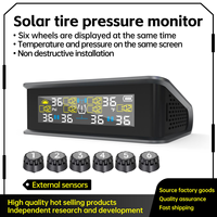 Système de surveillance de la pression des pneus numérique sans fil T15-6 à énergie solaire pour VR/voitures/camions - Haute précision 9,9 bars/144 psi avec affichage LED