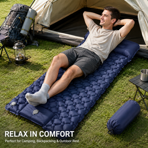 Materassino Gonfiabile Singolo per Campeggio in Nylon 40D con Pompa d'Aria Integrata, <span class=keywords><strong>Materasso</strong></span> ad Aria Impermeabile per Escursionismo - Product Image 1