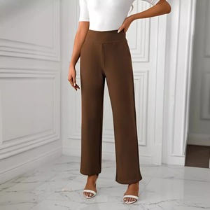 P4526 <span class=keywords><strong>pantaloni</strong></span> da Yoga a vita alta da donna Premium solidi <span class=keywords><strong>con</strong></span> <span class=keywords><strong>tasche</strong></span> <span class=keywords><strong>laterali</strong></span> a gamba dritta chiusura in vita elastica ODM estate Design piatto anteriore - Product Image 4