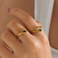 Cincin Berbentuk Ular Gaya Etnik Vintage Eropa dan Amerika, Hip-hop, Hitam, Motif Ular Simulasi, Bahan Stainless Steel