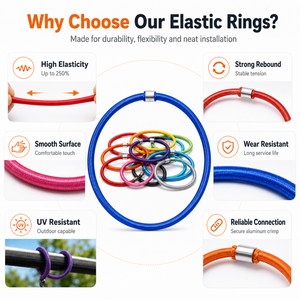 Cordon élastique tressé personnalisé pour trampoline, 8 mm de diamètre, 50 cm de longueur, 50 pièces/sac, élasticité élevée 240 % - Product Image 5