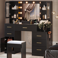 Ensemble coiffeuse de luxe moderne pour chambre et salle de bain, couleur personnalisable, avec miroir LED et tiroirs