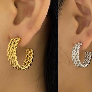 <b>Fashion</b> Luxury Jewelry 18K Gold Plated Accessories Stainless Steel <b>Hoop</b> <b>Earrings</b> Women - Product Image 6