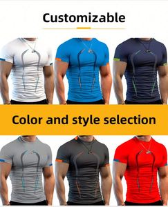 Design Crewneck Sport Gym Fitness Style Shirt Quick Dry Breathable Seamless Compression Oversized Gym <b>T</b> Shirts Men - Product Image 2