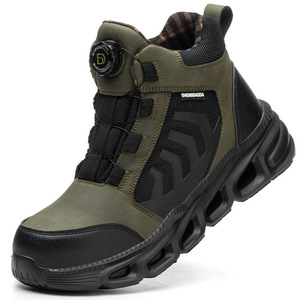 Shengbada Men's Steel Toe Safety Boots High Top Anti Slip Work Shoes Construction Industry Black - Product Image 4