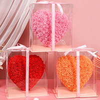 Nueva Llegada Grande 40cm PE Espuma Rosa Corazones Creativo Artificial en Forma de Corazón Rosa Transparente Empaquetado PARA EL Día de San Valentín Cumpleaños