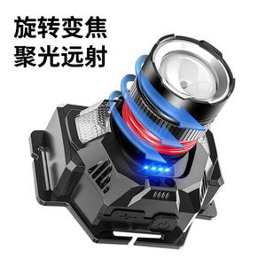 Lampe frontale Skywolfeye Zoom 2000mAh rechargeable à LED, orientable, pour la pêche, l'exploitation minière et les activités de plein air - Product Image 1