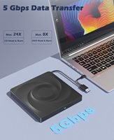Drive DVD Eksternal CD DVD Burner Writer 24XCD 8XDVD Pembaca Portabel untuk Laptop PC Windows 11/10 Linux Mac OS