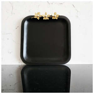 Beautiful Black Square Tray With Floral <b>Border</b> For Restaurant Wedding Hotel Home Usage in Low Price - Product Image 5