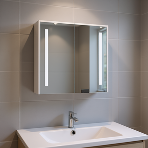 Mueble de Baño con Espejo de Vidrio, Acabado Melamina, Marco de MDF, Colgante de Pared, Iluminado, Rectangular, 30-40 Pulgadas, Blanco - Product Image 2