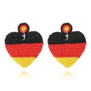 Best-Selling Heart Shape Earrings French German <strong>UK</strong> Flag Design Carnival Jewelry With Huggies Pattern Plated Finish - Product Image 3