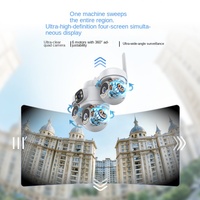 Caméra de sécurité sans fil 4G extérieure à énergie solaire avec vue panoramique à 360° et 4 objectifs HD pour verger, étang à poissons, ferme