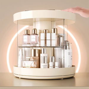Rotating Cosmetic Storage Box Desktop Skincare Organizer With Partitions And Drawers For Home Use - Product Image 1