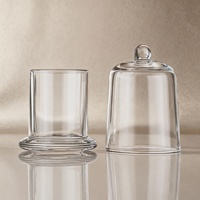 Bocal à bougie en verre transparent de forme unique Cloche à dôme en verre avec couvercle en verre