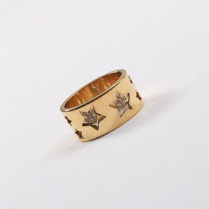 Luxury Gold Plated Adjustable Hollow <b>Ring</b> Stainless Steel <b>Cz</b> Zircon Star <b>Ring</b> - Product Image 3