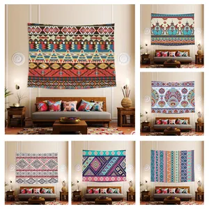Tapiz de poliéster con diseño personalizado para decoración del hogar tapiz étnico, geométrico, tapiz de pared, Hippy, indio