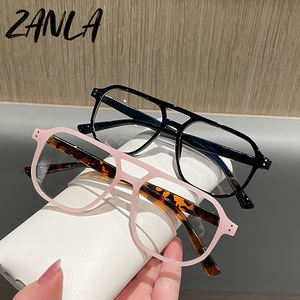 แว่นตากรอบใหญ่ทรง Double Bridge สำหรับผู้หญิง ปี 2024 สไตล์วินเทจ ทรงนักบิน ป้องกันแสงสีฟ้า แว่นสายตาสำหรับผู้หญิง แว่นคอมพิวเตอร์ - Product Image 2