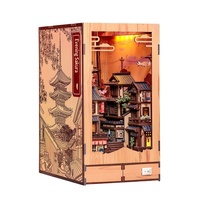 CuteBee Nouvelle maison miniature japonaise à assembler en blocs de construction en bois, serre-livres, décoration créative pour la maison, modèle ouvrable