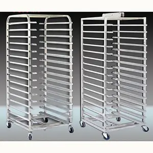 High Quality Stainless Steel Bread Pan Bakery Food Rack Baking Trolley Stackable For Bakery Pan With Wheels