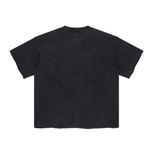 Nuova Moda 2024: Felpa Oversize da Uomo in Cotone Pesante 300gsm, Tinta Unita, Bordo Grezzo, Stile Vintage Nero con Lavaggio Acido - Product Image 6