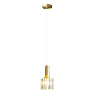 Crystal Pendant Lamp Gold Metal Frame Clear Glass Shade Modern Minimalist Style For Bedroom <b>Dining</b> Room Home <b>Lighting</b> - Product Image 5