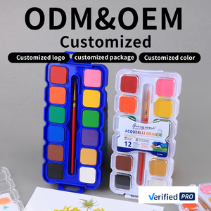 Juego de Pinturas de Acuarela Sólida Giorgione Personalizado OEM, 12/24 Tintas Grandes con Pinceles de Pelo de Nailon para Pintar sobre Papel - Product Image 2