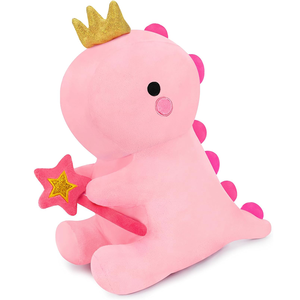 Juguetes de Peluche de Dinosaurio con Corona, Certificados por ASTM y CPSIA, con Varita de Hada Rosa, Peluches de Dinosaurio para Regalo de Cumpleaños de Bebé - Product Image 1