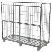 Carro de Paletización Metálico Plegable Manual con Ruedas, Capacidad 500KG, Contenedor Rodante