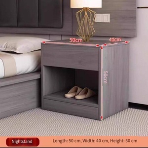 Table de chevet d'hôtel en bois, meuble de rangement compact de style contemporain de qualité hôtelière pour chambre et salon - Product Image 4