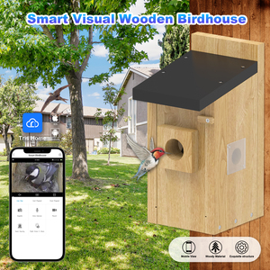 Casetta per Uccelli in Legno Massello con Telecamera per Monitoraggio Fauna Selvatica Design Personalizzato per Osservazione Esterna - Product Image 5