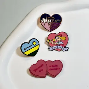 New Style Custom Heart Shape Brooch Soft And Hard Enamel Pin For Decoration