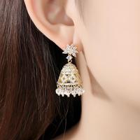 Pendiente de aro de circonita cúbica transparente de estilo exótico LUOTEEMI de chapado en oro para mujer diseño de joyería de viaje de India
