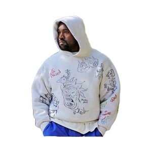 Custom Hip Hop West Sports Puff Print Long Sve Hombres Sudadera con capucha de invierno forrado Jaet con eslogan Diseño gráfico - Product Image 1