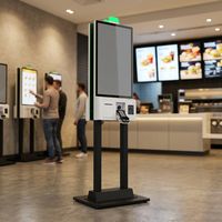 Kiosque de commande automatique à double écran de 32 pouces, écran tactile, kiosque de paiement en libre-service pour restaurant avec système d'exploitation Windows