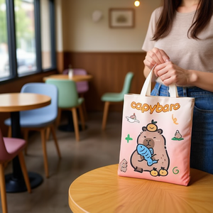 Borsa in tela Capibara 32x36cm con design animale simpatico - Product Image 1