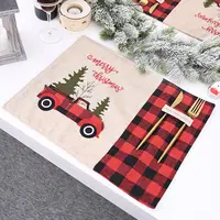 Tapete de lugar a cuadros para el hogar, decoración clásica de mesa navideña, color rojo y negro, para camiones y vacaciones