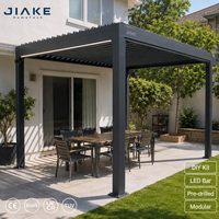 Kits de Pérgola de Aluminio Jiake con Barra de Luces LED Completa y Techo de Láminas con Control Remoto para Jardín, Patio o Terraza