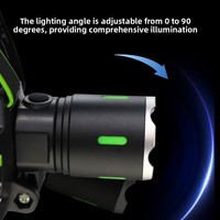 Lampe frontale de camping extérieure étanche IP44 rechargeable USB noire/verte, rotation à 360 degrés, chargement Type-C, 4100K