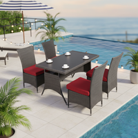 Ensemble table et chaises de salle à manger en rotin extérieur d'approvisionnement d'usine Offre Spéciale avec coussin imperméable